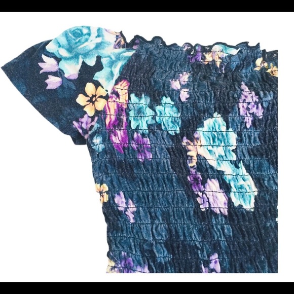 JUSTICE Off Shoulder Top/Blouse With Scalloped Trim & Ruched Waist Blue Girls 8Y - Picture 9 of 12